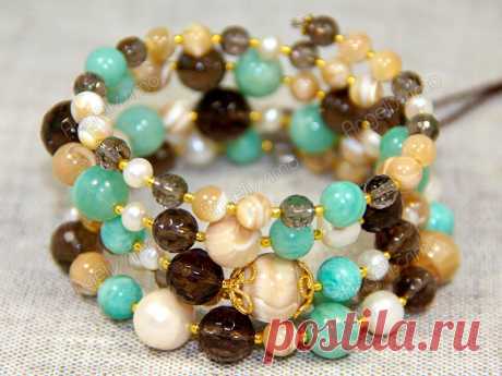 Браслет &quot;Змейка&quot; из амазонита и других натуральных камней от BRimar