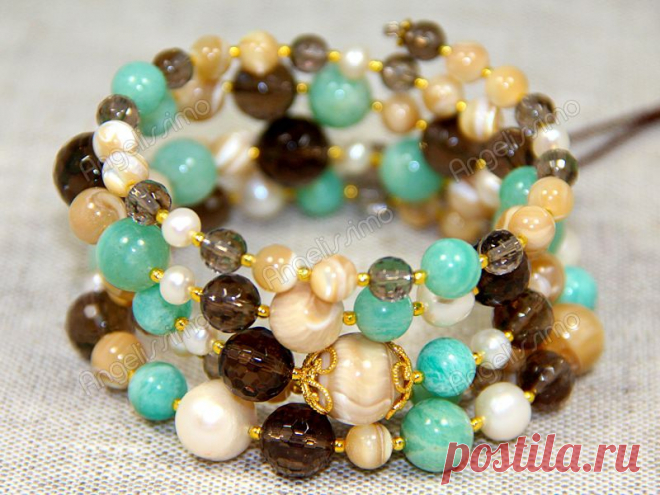 Браслет "Змейка" из амазонита и других натуральных камней от BRimar