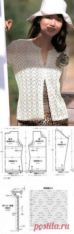 Вязаный ажурный жакетик