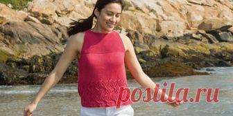 Майка топ спицами Montauk  Лето, море, солнце, песок! Свяжите себе майку-топ спицами с американской проймой. Майка-топ спицами с американской проймой.