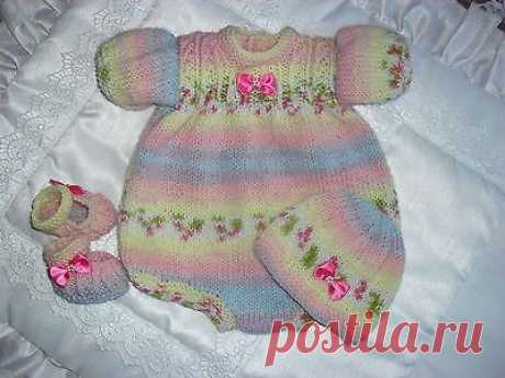 (2) Hand Knitted Matinee / Romper Set Newborn / 16&quot; - 18&quot; Reborn Baby | одежда для малышей