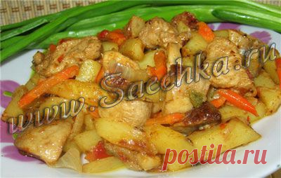 Жареные маринованные овощи с мясом и грибами | рецепты на Saechka.Ru