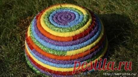 Корзина из веревки и лоскутков