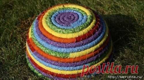 Корзина из веревки и лоскутков