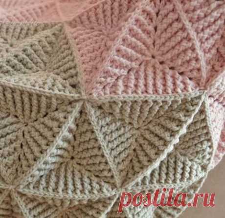 Мозаичный плед крючком (схема мотива для пледа и сумки)