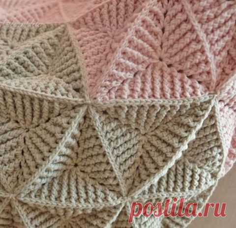 Мозаичный плед крючком (схема мотива для пледа и сумки)