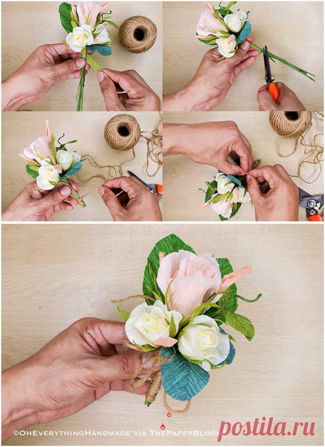 Paper Flowers & How to make Boutonnieres - Oh Everything Handmade