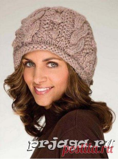 Шапка женская вязаная спицами