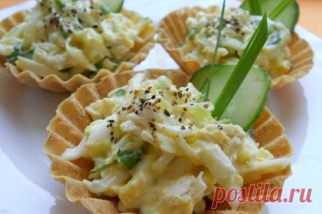 Тарталетки с огурцом и плавленым сыром — Домашняя кулинария