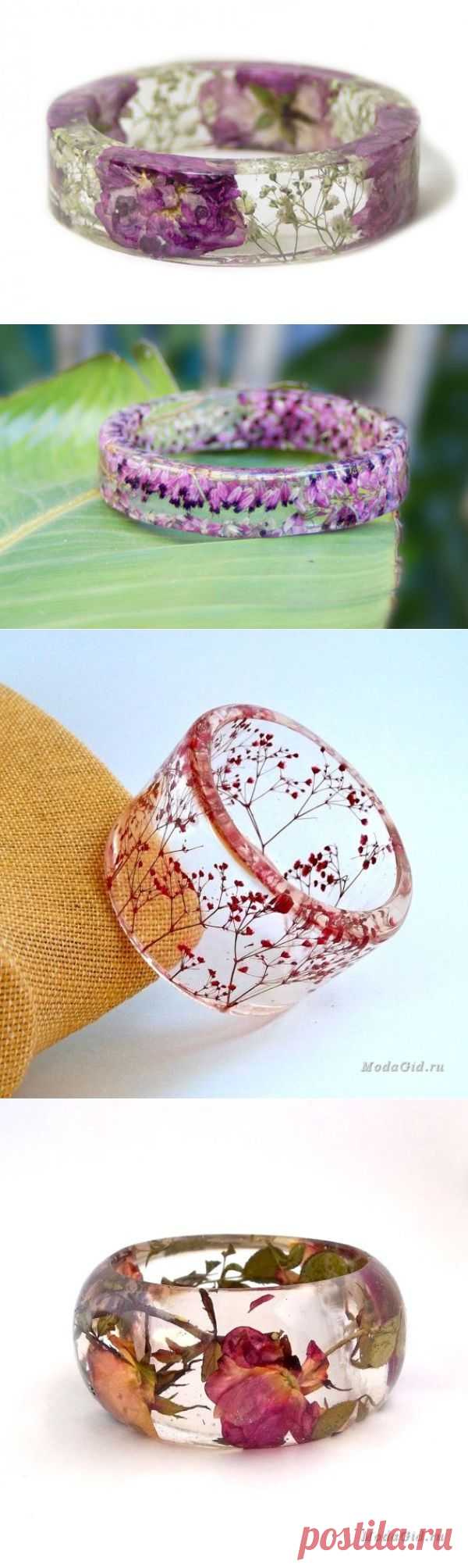 Изумительные браслеты из сухоцветов и эпоксидной смолы — Рукоделие