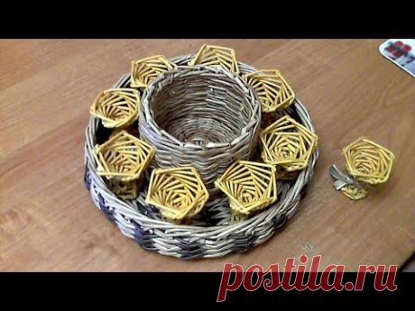 мк о том как превратить плетеный стакан в пасхальную тарелку