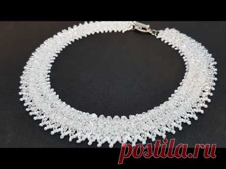 Beaded crystal necklace/Bicone necklace/Diy necklace/Beaded necklace/Колье из бисера/Колье из бусин/