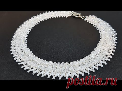 Beaded crystal necklace/Bicone necklace/Diy necklace/Beaded necklace/Колье из бисера/Колье из бусин/