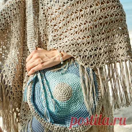 Сумка-диск на ремешке-ручке - схема вязания крючком с описанием на Verena.ru