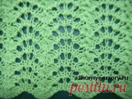 Схема интересного волнистого узора спицами
