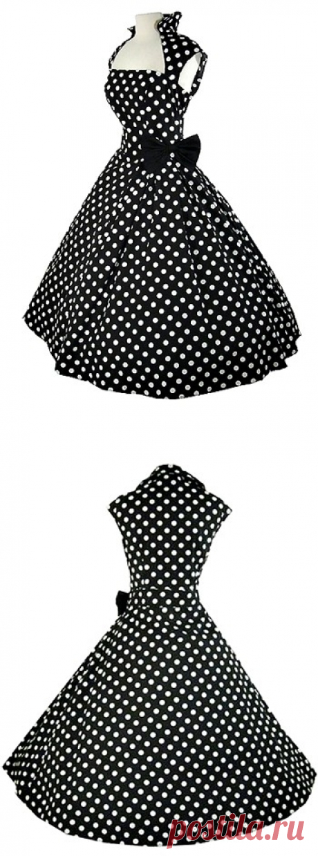 Black polka dot 50's Dress. I need this and a reason to wear it