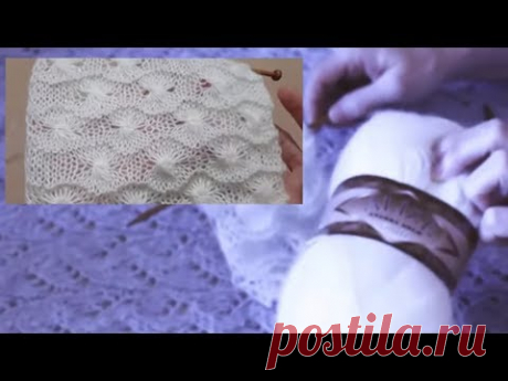 Очень красивый и простой узор спицами для палантина