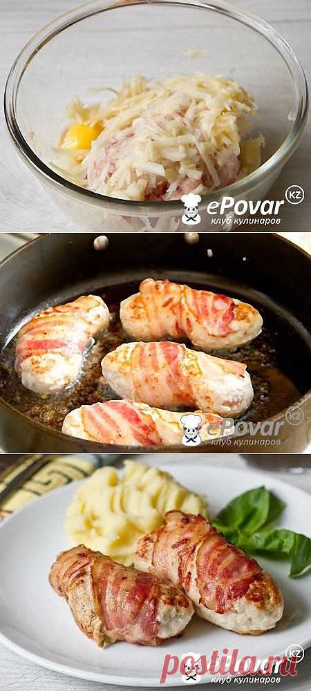 Куриные котлеты в беконе с яблоками — Рецепт приготовления с фото — Горячие блюда, Блюда из фарша