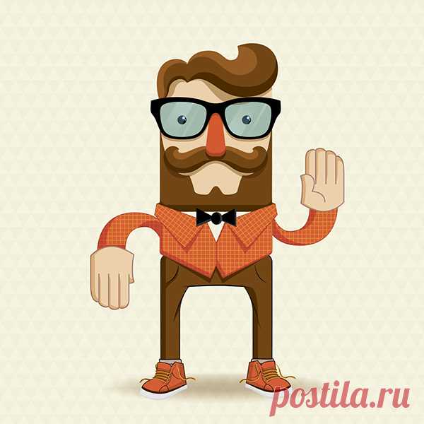 Hipster character illustration with hipster elements on Behance