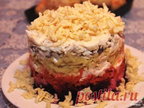 Салат &quot;Невеста&quot; 
https://povar.ru/recipes/salat_nevesta-9722.html

Салат &quot;Невеста&quot; - кулинарный рецепт на Повар.ру
Салат &quot;Невеста&quot; отлично подойдет как для праздничного стола, так и для будничного обеда или ужина. Весьма простой рецепт салата &quot;Невеста&quot; не вызовет сложностей даже у неопытного кулинара.