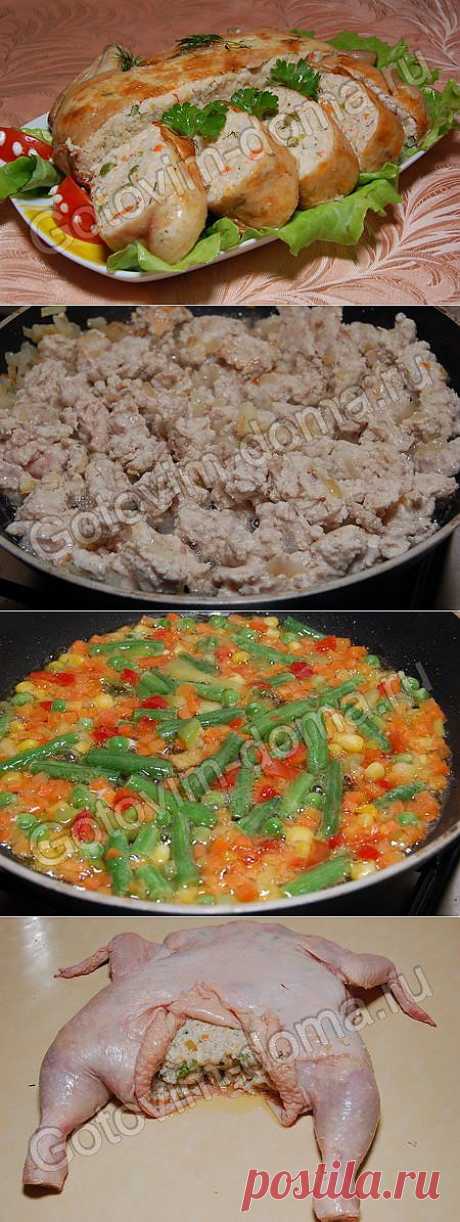 Рецепт: Курица, фаршированная рисом и овощами