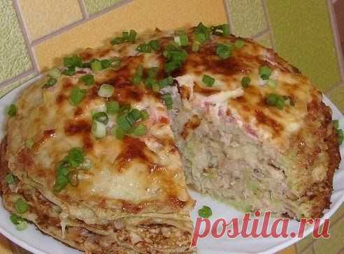 Кабачково-сырный тортик с мясом.