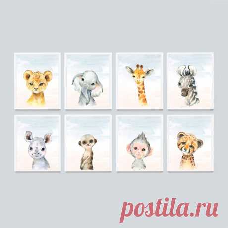 Safari Baby Animal Prints For Nursery Animals Print Set of 8 | Etsy
