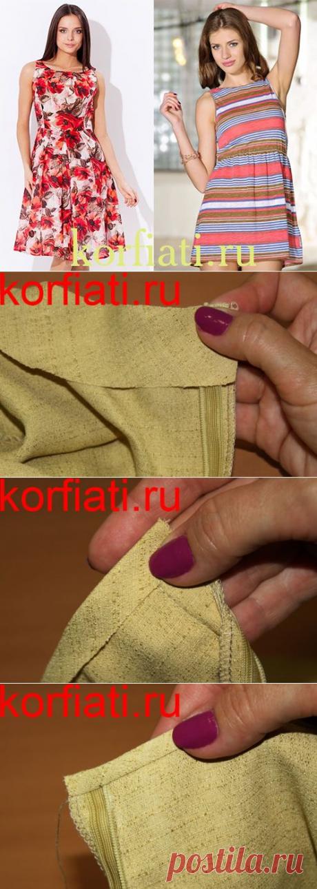 Обработка горловины косой бейкой (косой обтачкой)