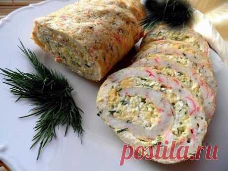 РУЛЕТ ИЗ КРАБОВЫХ ПАЛОЧЕК | Самые вкусные кулинарные рецепты