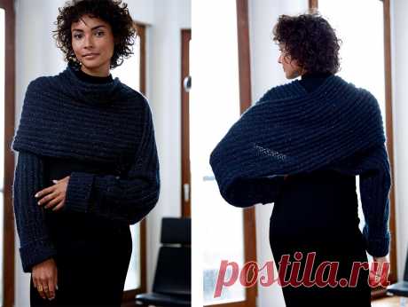 Шарф с рукавами (шраг) спицами. / BurdaStyle.ru