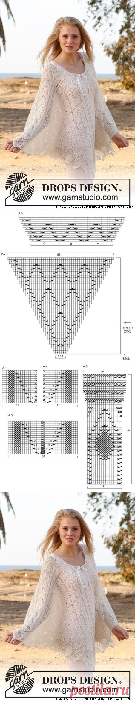 Ажурное пончо...но как идея на пуловер.