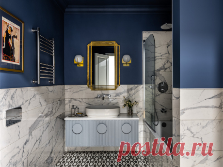 Проект недели: Элегантная ванная с хозяйственным блоком | Houzz Россия