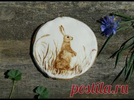 🎨Как нарисовать кофейного зайчика на прянике / How to draw a rabbit on coffee ginger cookies