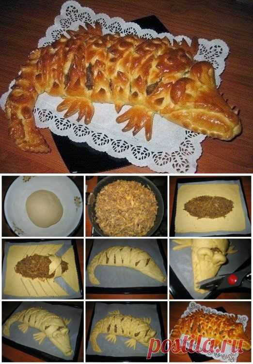 Лучшие кулинарные рецепты: Мясной пирог "Крокодил"
