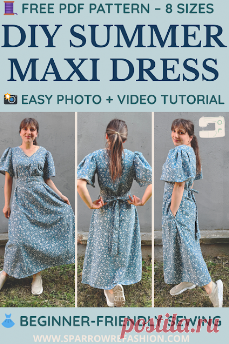 DIY Summer Maxi Dress with Free PDF Pattern and Video - Sparrow Refashion: A Blog for Sewing Lovers and DIY Enthusiasts