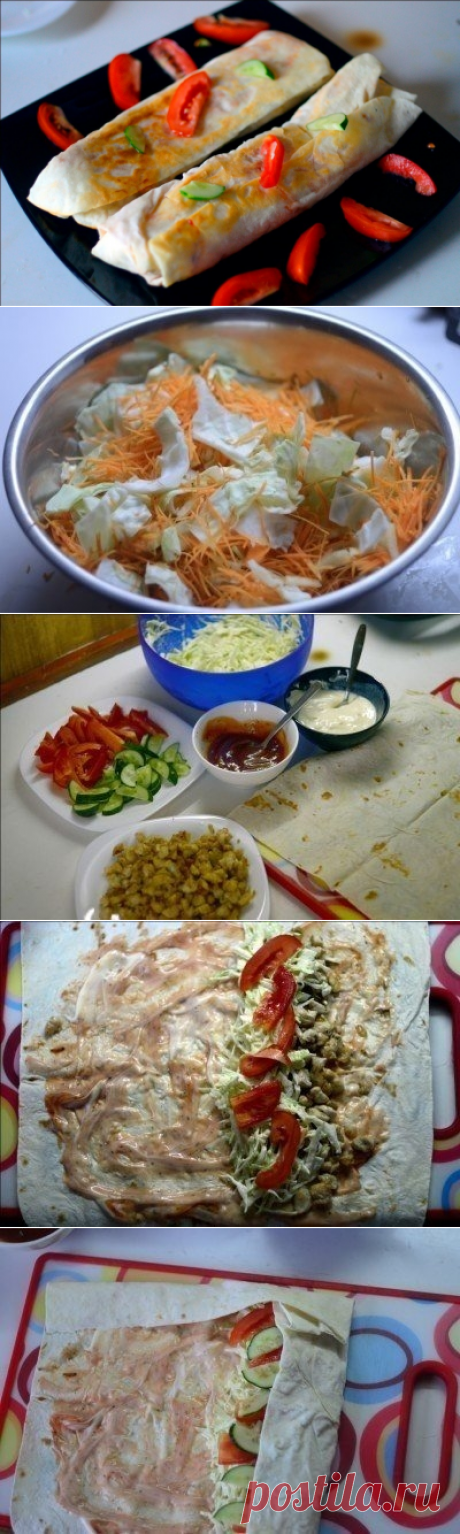 Как приготовить рецепт шаурмы с курицей  - рецепт, ингредиенты и фотографии