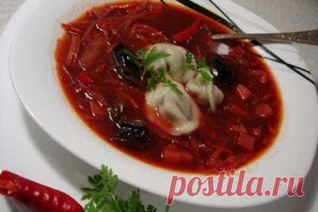 Постный борщ с грибами, черносливом и грибными ушками – пошаговый рецепт с фотографиями