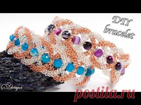 Intertwining herringbone wire macrame bracelet tutorial