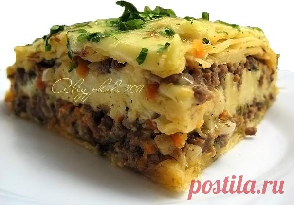 Мясной пирог из тонкого лаваша
Ингредиенты:
• Лаваш тонкий 
• Мясо (Любое..или фарш) — 400 г 
• Морковь — 1 шт 
• Лук репчатый 
• Зелень 
• Кефир — 1,5 стак. 
• Яйцо — 1 шт 
• Сыр (тведый) — 200 г 

Приготовление:
Можно взять готовый фарш...приготовить как вам привычно..обжарить фарш..или немного отварить затем обжарить...Я люблю сырое мясо обжарить..затем перекрутить в фарш...Так получается сочнее...на наш вкус вкуснее. 

Мясо режем небольшими кусочками..солим..перчим..Об...