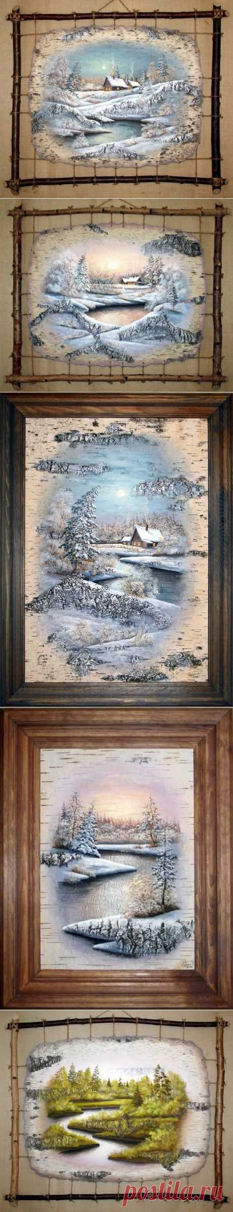 Живопись на бересте Сергея Сурина