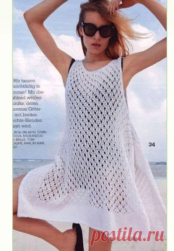 Пляжная туника спицами