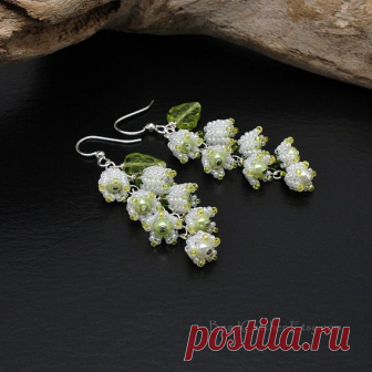 Items similar to Lily of the valley spring earrings on Etsy