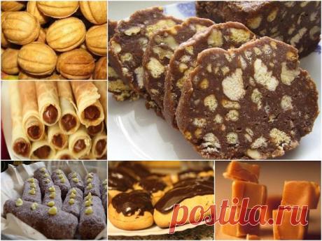 Ностальгия! Топ-6 рецептов родом из детства 
Все, все мои любимые 

1) Орешки с кремом 

Ингредиенты: 
1. Яйца: 2 шт. 
2. Мука: 2 ст. 
3. Сахар: 1 ст. 
4. Сметана: 100 г.
5. Сливочное масло: 100 г.
6. Сода: 1 ч. л. 
7. Уксус: 1 ст. л. 
8. Крахмал: 1 ст. 

Для крема: 
1. Молоко: 0,5 л.
2. Крахмал: 4 ст. л. 
3. Масло сливочное: 150 г.
4. Сахар: 4 ст. л. 
5. Яйца: 1шт. 
6. Ванильный сахар: 1 п. 

Приготовление: 
Начнем с теста. Для более нежного теста нам нужно взбить яйца с ...