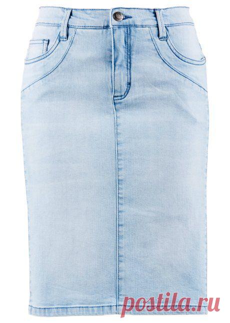 Джинсовая юбка-стретч нежно-голубой выбеленный - John Baner JEANSWEAR купить онлайн - bonprix.kz