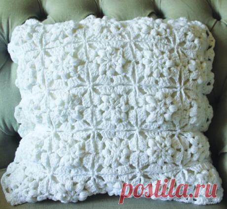 Белая диванная подушка крючком. crochet cushions | Домоводство для всей семьи.