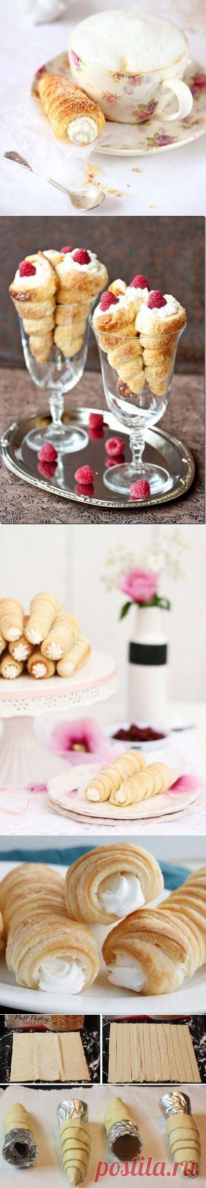 Пирожное "Трубочки" с кремом | Готовим вместе