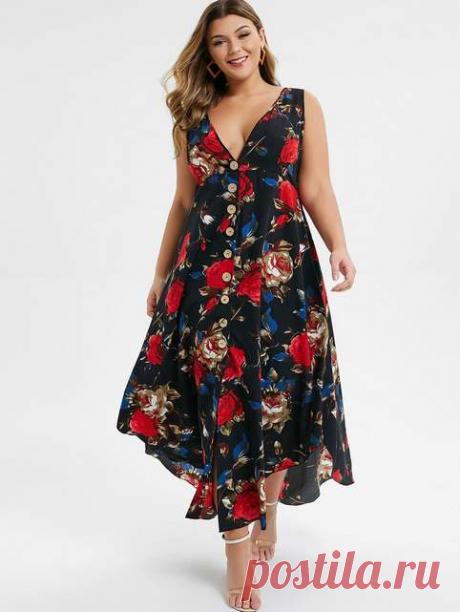 Длинные платья и сарафаны для полных девушек и женщин английского бренда DressLily лето 2019 (60 фото)