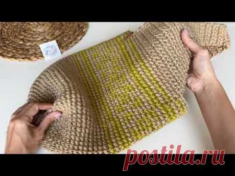 🤩 ЗАБЫТЫЙ СПОСОБ, ШИКАРНЫЙ УЗОР 🔥 😍 РЕЗУЛЬТАТ НА ЛИЦО! ЛЕТНЯЯ СУМКА ИЗ ДЖУТА, ЖАККАРД КРЮЧКОМ!