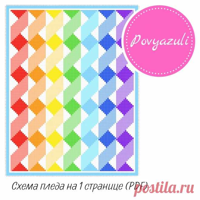 Схема для вязания пледа "Радужные ленты" в технике С2С (артикул 126). - Цифровые товары на Digital Wildberries
