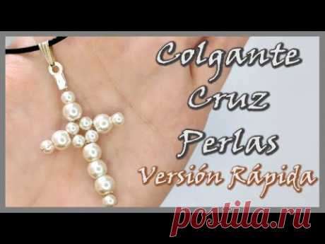 Colgante cruz de perlas en versión rápida